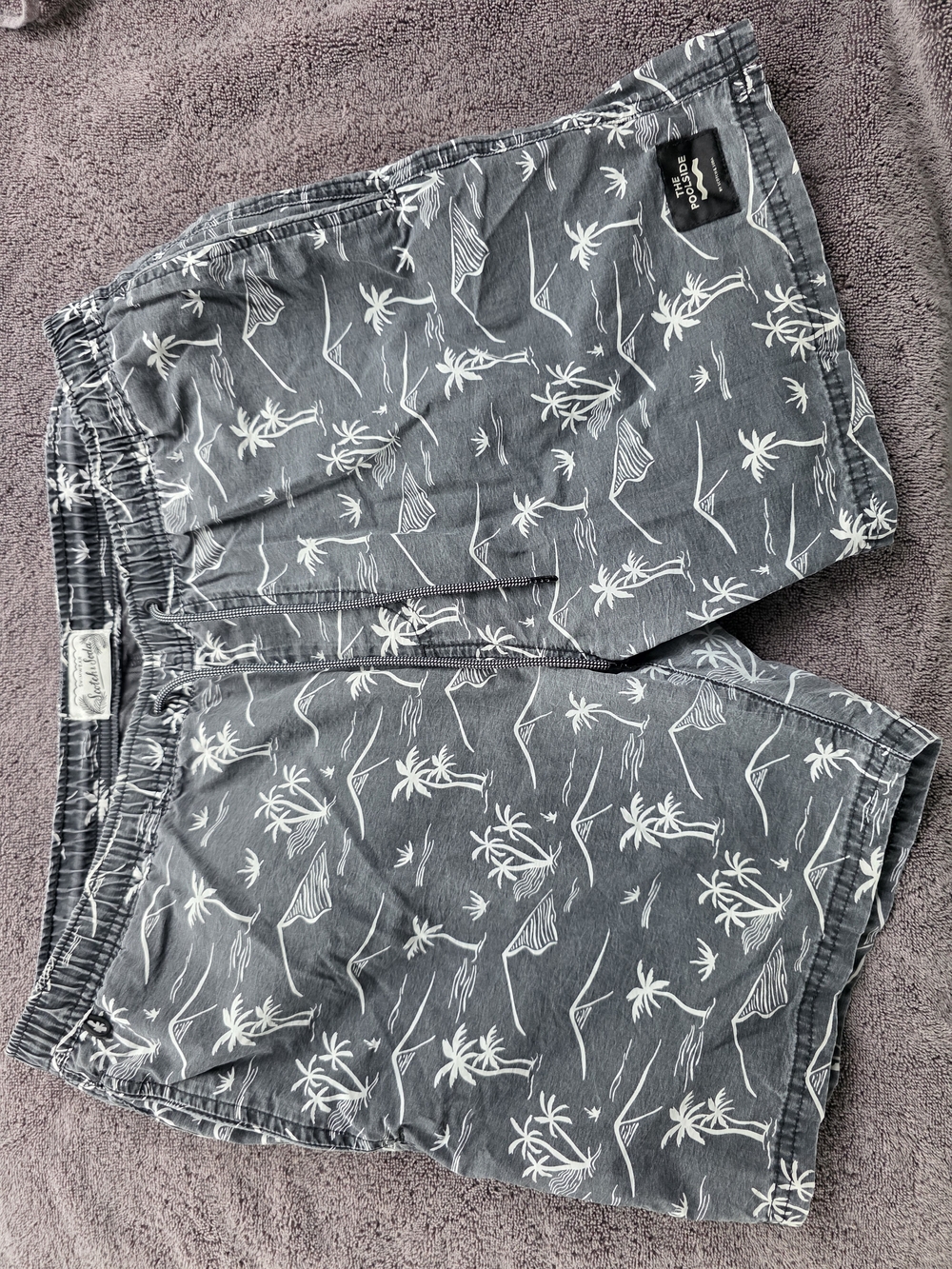Men's Charcoal Palm-Print Swim Trunks